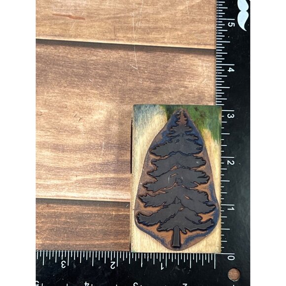 HTF RUBBER STAMPEDE A2411E EVERGREEN PINE WOOD MOUNTED RUBBER STAMP WITH SNOW - Picture 5 of 5